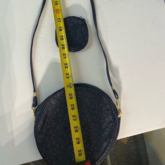 David Evans Silk Circle Crossbody Purse with Mini Bag, Navy Blue with Flowers - Picture 5 of 9